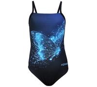 Aquarti Costume Piscina Bambina - Costume Intero Bambina con Bretelle Sottili Regolabili, Farfalla Blu/Nero, 140