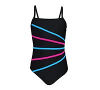 Aquarti Costume Piscina Bambina - Costume Intero Bambina con Bretelle Sottili Regolabili, Nero/Amaranto/Turchino, 140