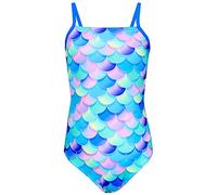 Aquarti Costume Piscina Bambina - Costume Intero Bambina con Bretelle Sottili Regolabili, Sirena/Viola/Blu/Rosa, 140
