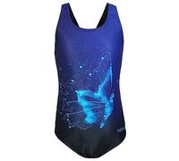Aquarti Costume Piscina Bambina - Costume Intero Bambina con Muscleback, Resistente al Cloro, EP1281 Farfalla Blu/Nera, 140