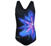 Aquarti Costume Piscina Bambina - Costume Intero Bambina con Muscleback, Resistente al Cloro, Macchia Colorata/Rosa/Blu/Nero, 134