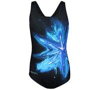 Aquarti Costume Piscina Bambina - Costume Intero Bambina con Muscleback, Resistente al Cloro, Macchia Colorata/Turchese/Blu/Nero, 158