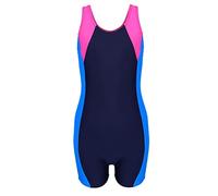 Aquarti Costume Piscina Bambina - Costume Intero Bambina con Pantaloncino e Spalline Racerback, Blu Scuro/Blu/Rosa, 164