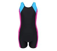 Aquarti Costume Piscina Bambina - Costume Intero Bambina con Pantaloncino e Spalline Racerback, Nero/Amaranto/Turchese, 158