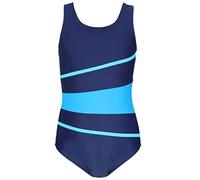 Aquarti Costume Piscina Bambina - Costume Intero Bambina con Racerback, Resistente al Cloro, 026A Blu Scuro/Turchese/Blu Cielo, 164