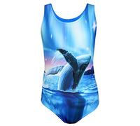 Aquarti Costume Piscina Bambina Intero con Stampa - Resistente, Confortevole e alla Moda, Balena/Notte Polare/Blu/Rosa, 152