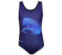 Aquarti Costume Piscina Bambina Intero con Stampa - Resistente, Confortevole e alla Moda, Cavallo/Blu Scuro, 134