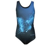 Aquarti Costume Piscina Bambina Intero con Stampa - Resistente, Confortevole e alla Moda, Farfalla Blu/Nero, 170