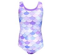 Aquarti Costume Piscina Bambina Intero con Stampa - Resistente, Confortevole e alla Moda, Sirena/Viola/Porpora, 128