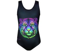Aquarti Costume Piscina Bambina Intero con Stampa - Resistente, Confortevole e alla Moda, Tigre colorato/Nero, 140