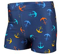 Aquarti Costume Piscina Bambino - Costume Nuoto Bambino con Motivo, Aderente e Asciugatura Rapida, Arancione Blu Ancora/Blu Scuro, 116