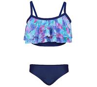 Aquarti Girls Costume da Bagno Bustier Bikini Set Bambine e Ragazze Due Pezzi, 030A con Volant/Sirena/Viola/Blu Scuro, 116