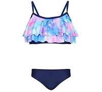 Aquarti Girls Costume da Bagno Bustier Bikini Set Bambine e Ragazze Due Pezzi, 030D con Volant/Tie Dye/Blu/Viola/Rosa, 164