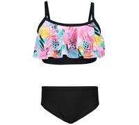 Aquarti Girls Costume da Bagno Bustier Bikini Set Bambine e Ragazze Due Pezzi, 030I con Fronzoli/Foglie/Rosa/Giallo/Nero, 164