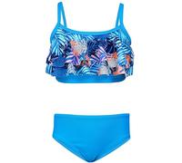Aquarti Girls Costume da Bagno Bustier Bikini Set Bambine e Ragazze Due Pezzi, 030J con Balze/Foglie/Arancio/Blu/Blu Scuro, 128