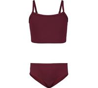 Aquarti Girls Costume da Bagno Bustier Bikini Set Bambine e Ragazze Due Pezzi, 038 Puntini Jacquard Rosso Marrone, 158