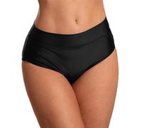 Aquarti Slip Bikini Donna Vita Alta con Risvolto - Costume Modellante, Nero, 54