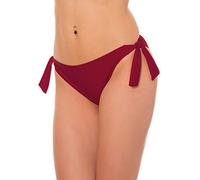 Aquarti Slip Costume Donna con Lacci Laterali - Slip Bikini Donna Vita Bassa in Tinta Unita, Rosso Scuro, 44