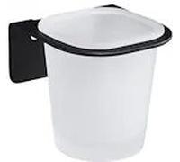 Aquasanit Skyline Porta Bicchiere Acciaio Bicchiere Vetro Satinato Nero Codice Prod: A202100ne