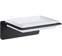 Aquasanit Skyline Portasapone In Acciaio Nero Opaco Bacinella Vetro Satinato Nero Codice Prod: A202110ne