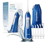 AquaSonic Aqua Flosser - Idropulsore senza fili ricaricabile per denti - Irrigatore orale portatile impermeabile per la pulizia dentale con 5 punte a getto - Bretelle Home Travel