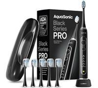 Aquasonic Black Series PRO - Spazzolino elettrico ultra sbiancante - 5 modalità e timer intelligenti - Custodia da viaggio premium e 6 testine Proflex - Spazzolino accettato ADA