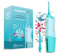 AquaSonic Flosser d'acqua per bambini dai 6 anni in su | Ugello standard, ugello ortodontico e adesivi impermeabili | 4 modalità di filo interdentale | Tema avventure per acquario