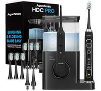 Aquasonic Home Dental Center PRO - Spazzolatura e filo interdentale reso facile - Spazzola e filo interdentale - Spazzolino elettrico e filo interdentale - Denti più bianchi e gengive più sane - Black