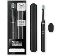 Aquasonic Icon ADA-Accepted - Spazzolino da denti ricaricabile, supporto magnetico e custodia da viaggio sottile, 2 modalità di spazzolatura e timer intelligenti, micro-vibrazioni delicate (onice)