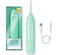 AquaSonic Icon Water Flosser per denti - Irrigatore orale ricaricabile senza fili - Impermeabile, portatile pulizia dentale con punta a getto - Bretelle Home Travel - Menta