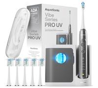 Aquasonic Vibe Series PRO - Spazzolino da denti ultra sbiancante - 5 modalità e timer intelligenti - Base disinfettante UV - ADA accettato (carbone metallico)