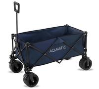 AQUASTIC Carrello con Ruote Portatutto CARO Carrello a Mano da Trasporto con Ruote Resistenti in PVC Ideale Carrello da Giardino e per la Spiaggia Dotato di Schienale Regolabile Blu Scuro