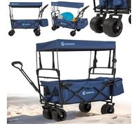 AQUASTIC Carrello pieghevole da 106 l, carico 90 kg, ruote in PU 16 × 10 cm, baldacchino, imbracatura, manico ergonomico, borsa e custodia per il trasporto - nero