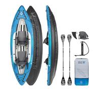 AQUASTIC Kayak Delf 11'0" Kayak gonfiabile per 2 persone in set con due posti, pompa, pinna e copertura da acqua blu con dimensioni 335x96 cm Perfetto per rafting e gite Robusto materiale in PVC