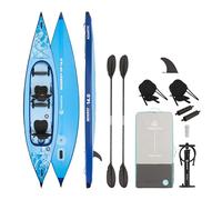 AQUASTIC Monroy 14'0" - Kayak gonfiabile e SUP Hybrid Drop-Stitch, 2 camere a V coje, stabile, portata fino a 250 kg, attrezzatura: 2 posti, pagaia, pompa, zavorra, zaino