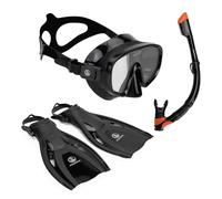 AQUASTIC Set da Snorkeling COVE 3in1 Maschera Tubo Snorkel e Pinne Colore Nero Taglia 43/46 Maschera con Vetro Temperato per Mare e Vacanze e Nuotare Snorkeling Set Impermeabilità e Comfort