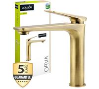 'aquaSu® 795739 - Rubinetto per lavabo Orva in bronzo, con ugello per risparmiare acqua, posizione dell'acqua fredda a risparmio costi, tipo 1 1/4", valvola del gambo