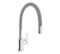 'aquaSu® 795890 Lago Multi 2.0, rubinetto da cucina, ugello per il risparmio dell'acqua, posizione dell'acqua fredda, rubinetto per lavello in grigio cromato, beccuccio malleabile e orientabile,