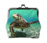 Aquatic Biologicals - Portamonete da donna, in pelle PU, con chiusura a bacio, stile vintage, Tartaruga marina, Taglia unica, Vintage
