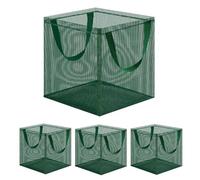 Aquatic Plant Basket - Foldable Reusable Mesh Plant Basket | Breathable Pots Container | 4pcs Reusable Pond Planter with Handles, Breathable Green Aquatic Garden Pond Planter Baskets