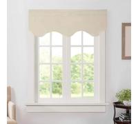 Aquazolax Mantovana per finestre, con tasca per bastone, smerlato, per finestre della camera da letto, 132,1 cm di larghezza x 45,7 cm di lunghezza, beige, un pannello