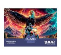 aquila 1000 Pezzi Puzzle Antidepressione in Cartone Spesso Per Viaggi O Tranquillità Biker aquila Sunset un'idea Regalo Geniale Per Festività Come Natale O Compleanno 38x26cm/1000pcs