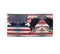 Aquila calva 3D che vola con bandiera americana stampa versatile festa banner,Migliori bandiere banner per eventi,Decorazioni per feste di compleanno