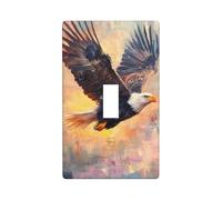 Aquila calva che vola al tramonto, copertura decorativa per interruttore della luce singola a levetta, 1 banda, per cucina, casa colonica, camera da letto, bagno, decorazione artistica
