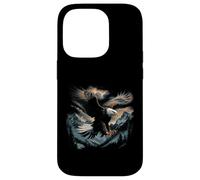 Aquila calva che vola attraverso le montagne Foresta americana Custodia per iPhone 14 Pro