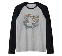 Aquila calva che vola attraverso le montagne Foresta americana Maglia con Maniche Raglan