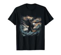 Aquila calva che vola attraverso le montagne Foresta americana Maglietta
