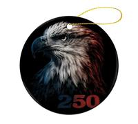 Aquila calva con le parole 250° albero di Natale, ornamenti da appendere, 2 pezzi, 7,2 cm, rotondi su entrambi i lati