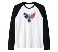 Aquila Calva in Design con Bandiere Americane Maglia con Maniche Raglan