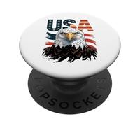 Aquila calva in design con bandiere americane PopSockets PopGrip Adesivo